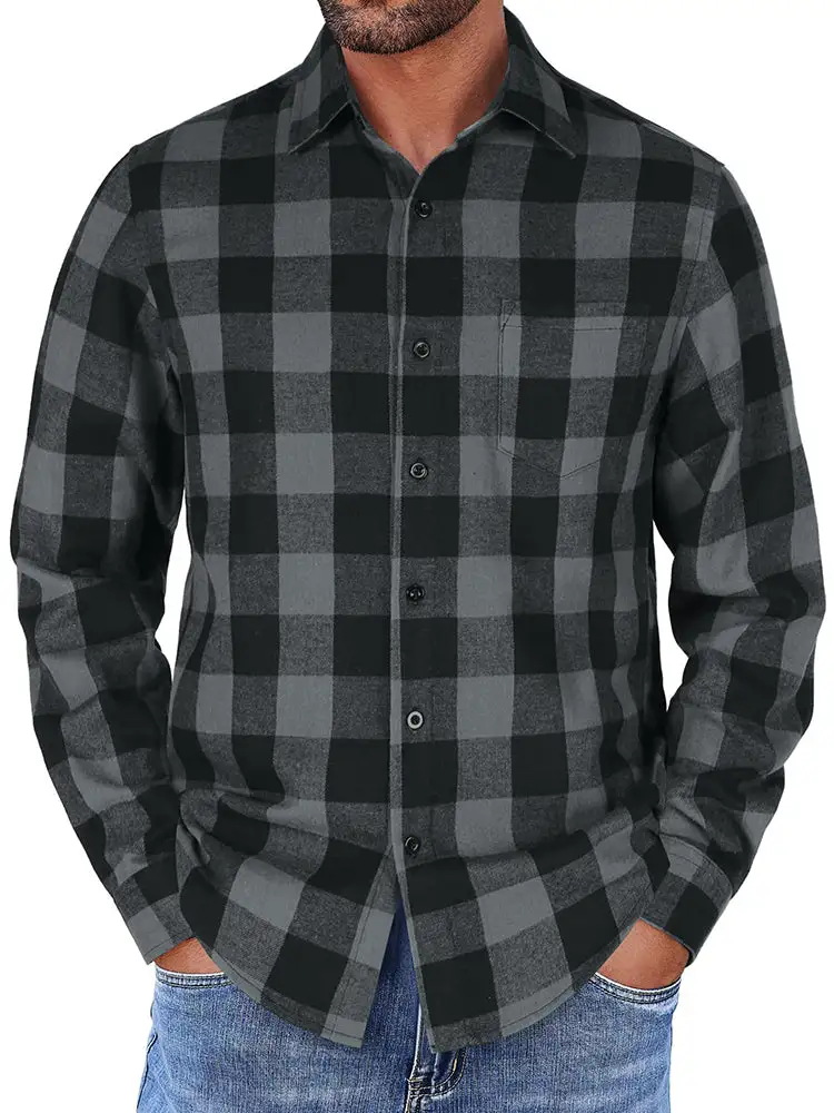 Casual Button Down Plaid Flannel Shirt