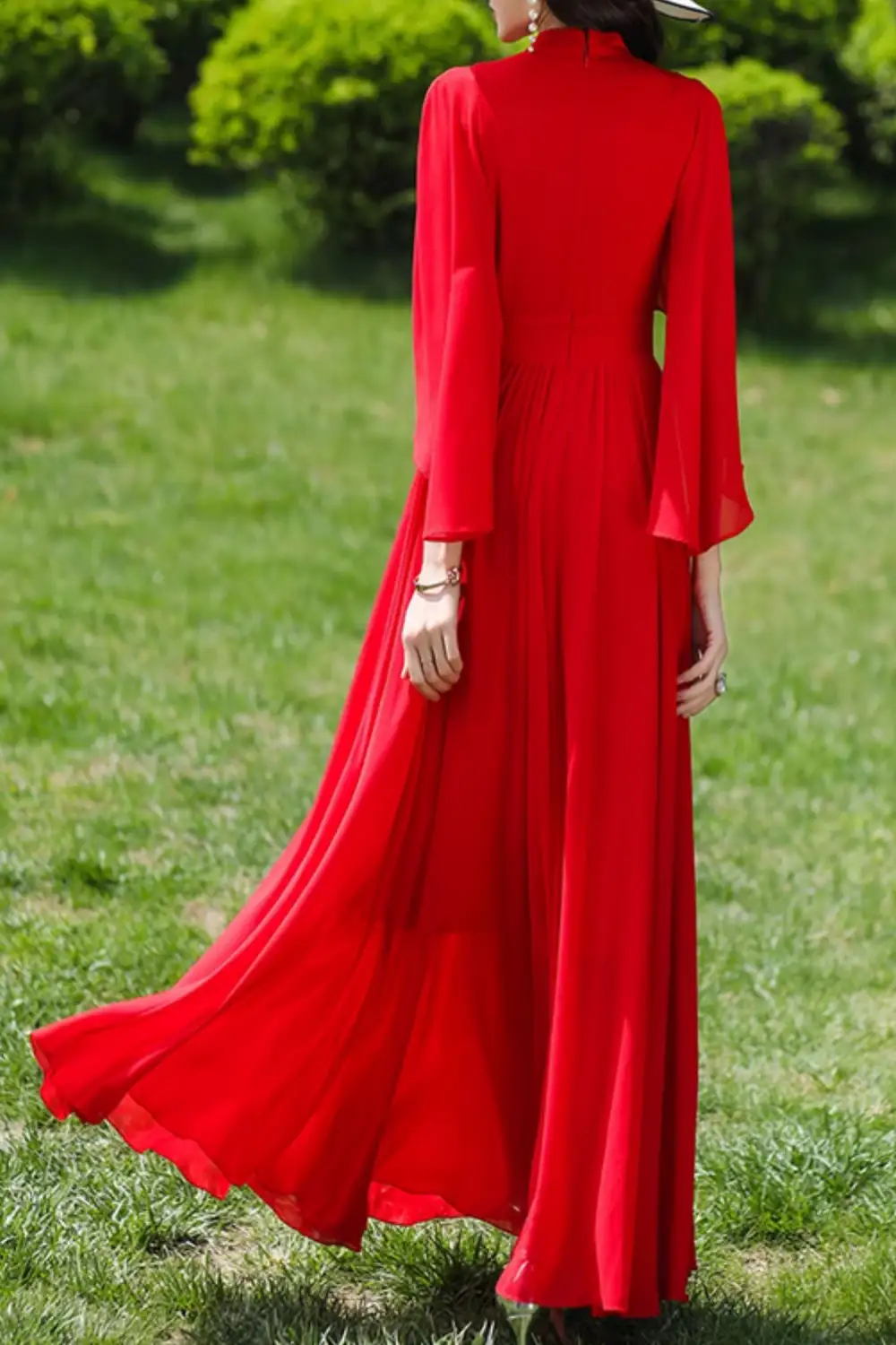 Classic Chiffon Fit And Flare Swing Maxi Dress
