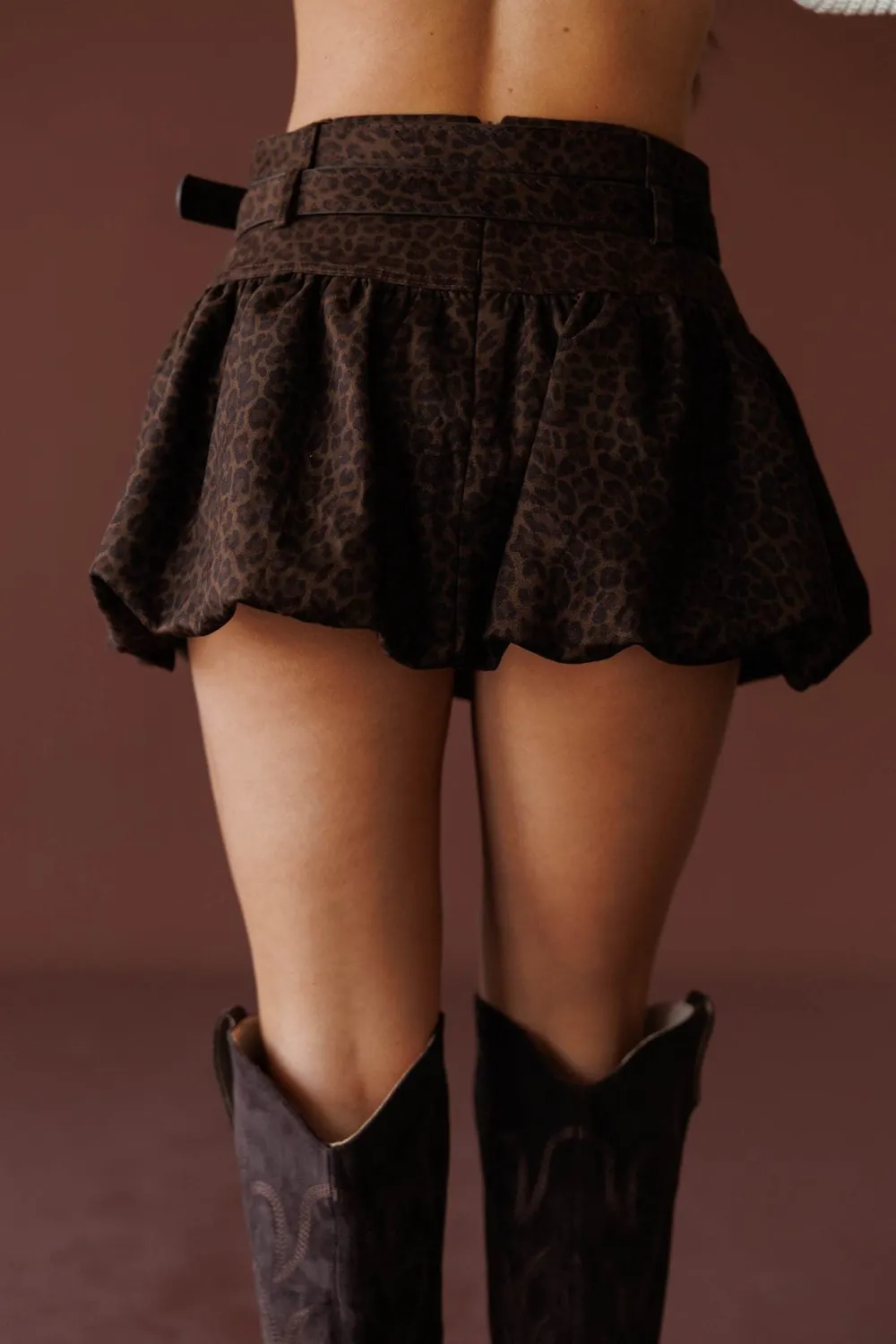 Leopard Print Bubble Mini Skirt
