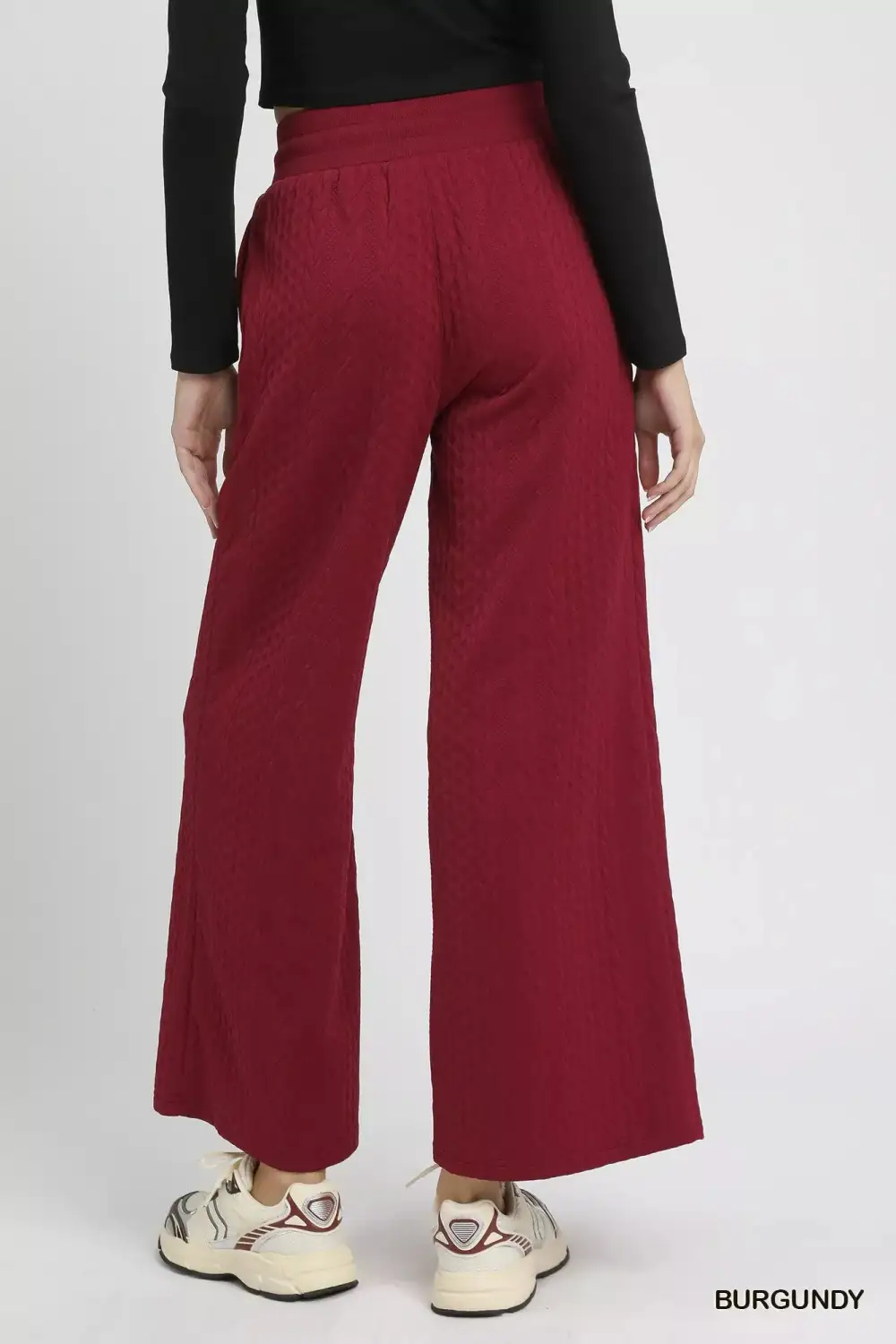 Relaxed Cable Knit Textured Wide Leg Pants