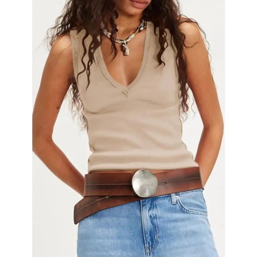 V Neck Wide Strap Tank