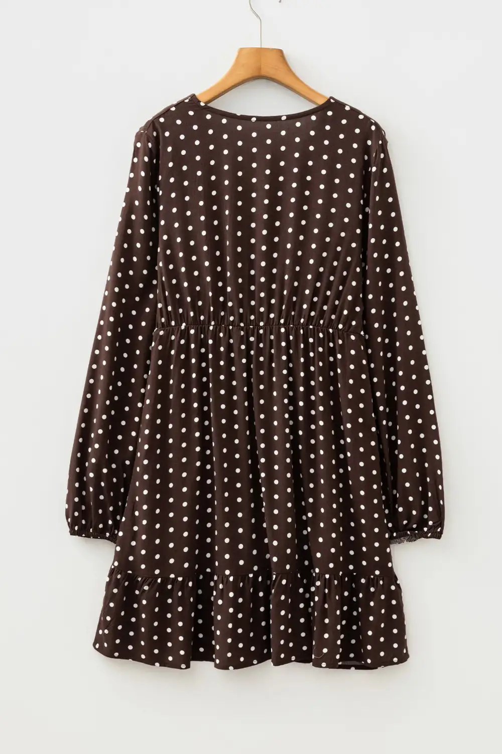 Polka Dot V Neck Ruffle Mini Dress