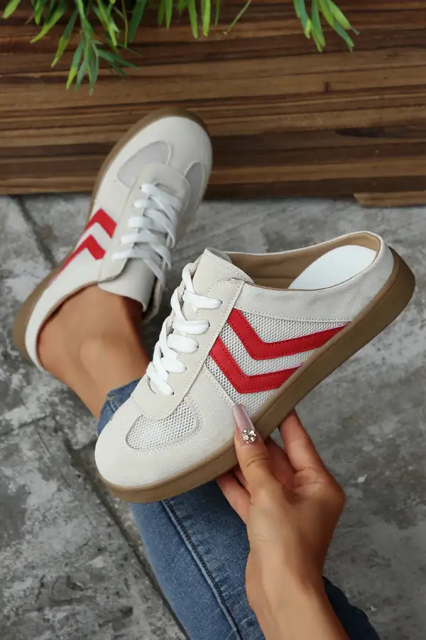 Mesh Leather Slip-On Sneakers