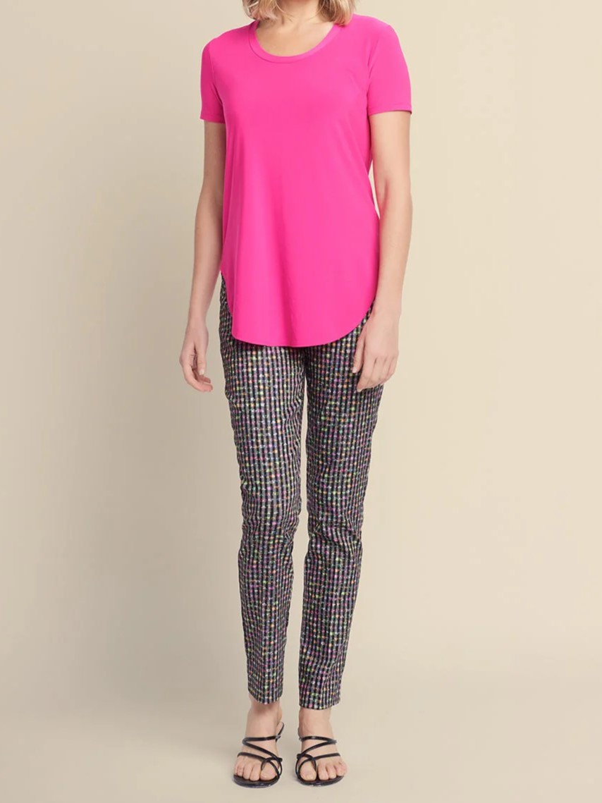 Navy Blue Curved - Hem Short - Sleeve Top