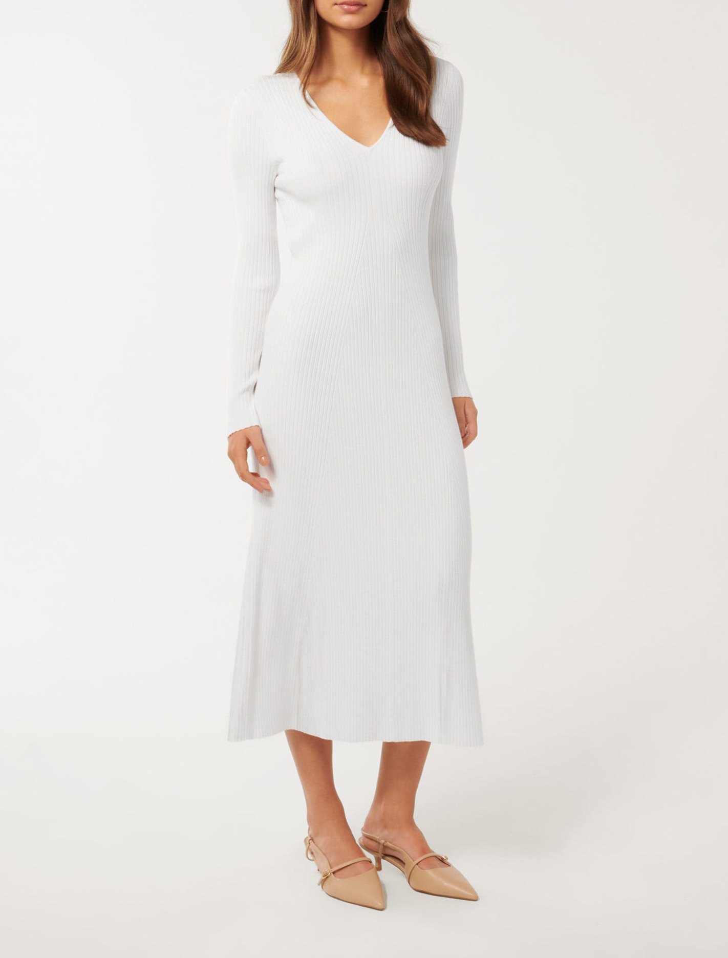 Rib Detail Midi Dress