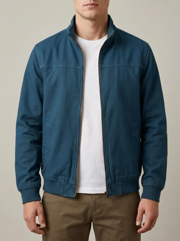 Solid Color Zip Bomber Utility Jacket
