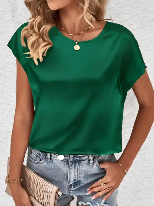 Batwing Sleeve Relaxed Round Neck T-Shirt