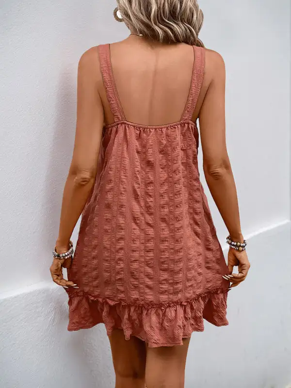 Natural Collared Pleated Dress