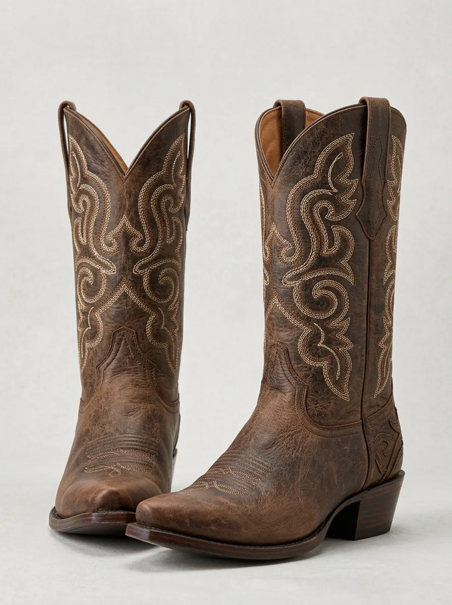 Men's Artisan Inspired Western Cowboy Embroidered Cowboy Boots
