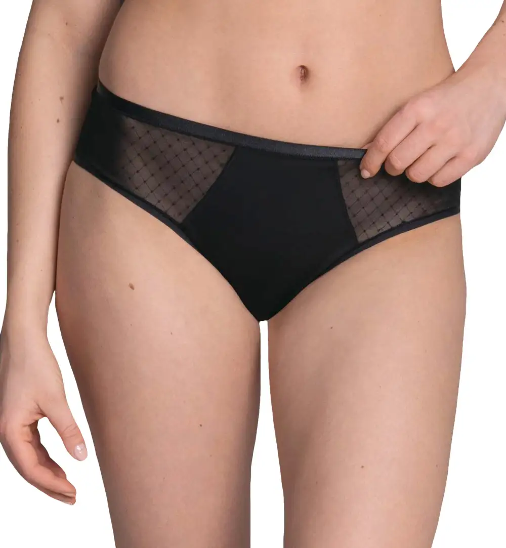 Classic High-Waist Mesh Cotton Full-Coverage Brief Panty