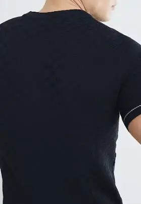 Men's Navy  Slim Fit Checkerboard T-Shirt