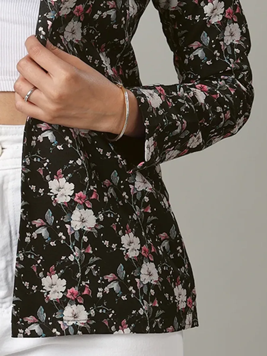 Spring Vintage Fashion Art Floral Print Women's Jacket