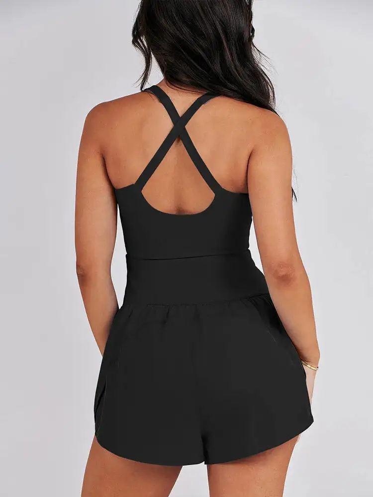 Chic Tennis Cutout Activewear Romper
