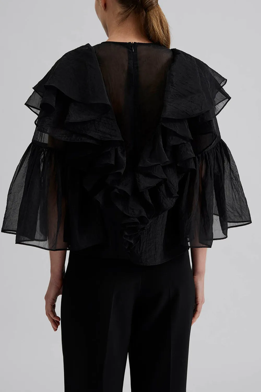 Sheer Ruffled Chiffon Blouse