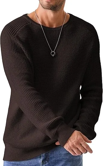🧶 Men’s Waffle Knit Crewneck Sweater – Effortless Warmth. Everyday Style.