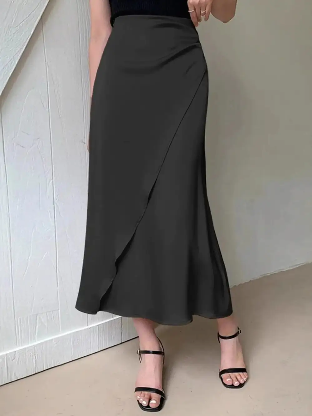 Airy Wrap Asymmetric Skirt