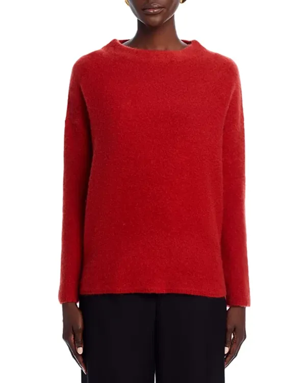 Cashmere Mock Neck Brushed Cashmere Sweater