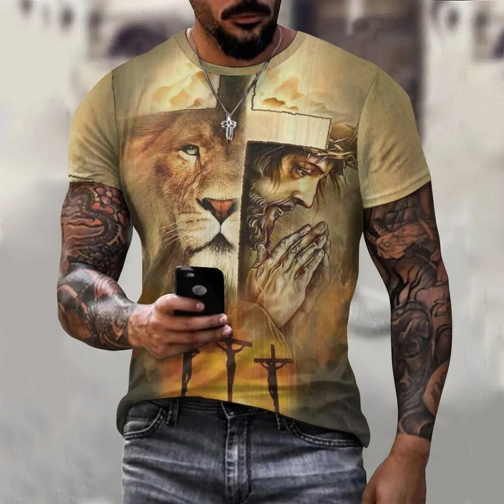 Men's Jesus Lion Print Shirt