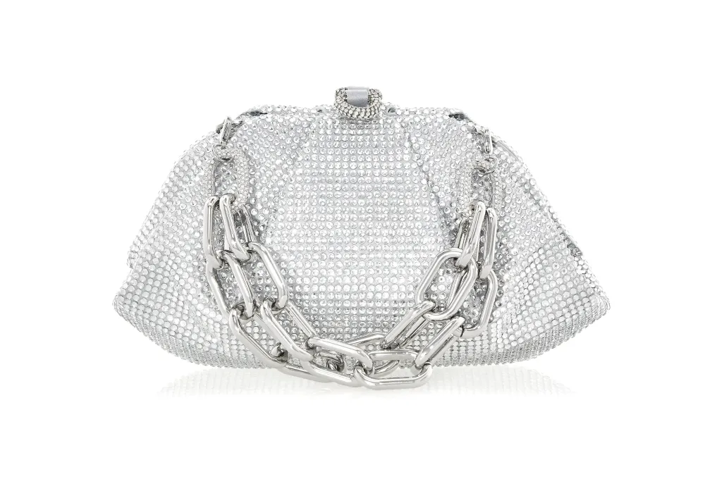 Textured Rounded Frame Evening Clutch