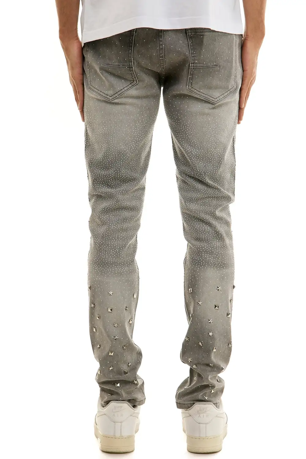 Men's Embellished Skinny Zip Detail Jeans