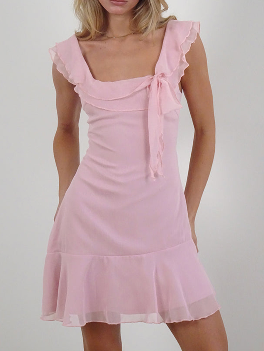 Mini Dress In Chiffon Peony