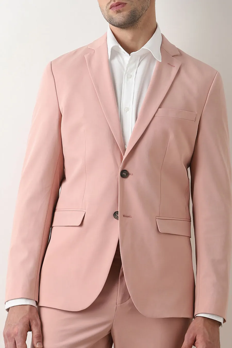 Pink Single Breasted Suit-Set Blazer