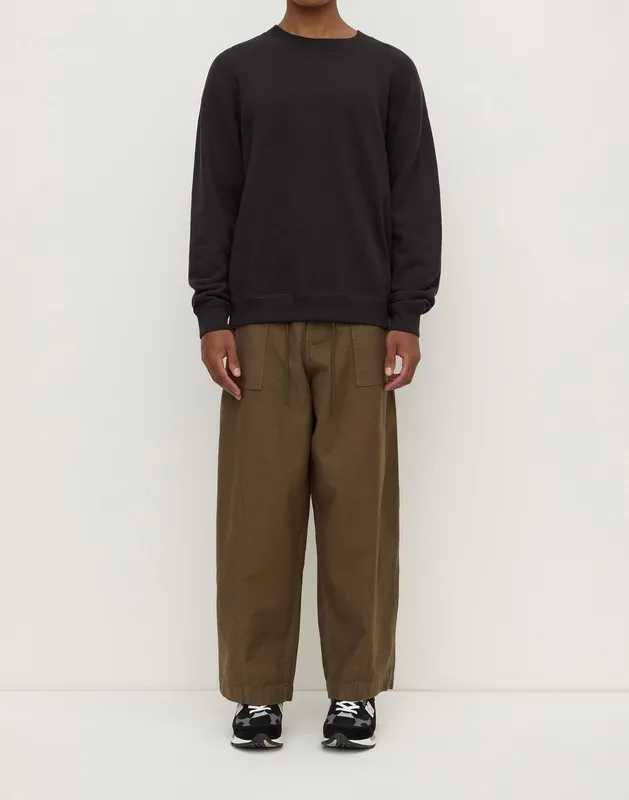 Washed Black Cotton Fleece Sweatshirt