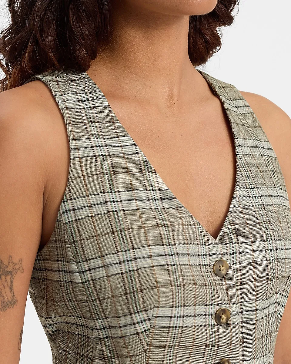 Plaid Blazer Vest + Plaid Relaxed Trouser Pant