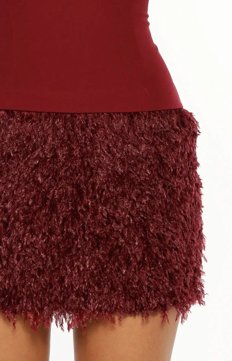 Strapless Fur Mini Dress
