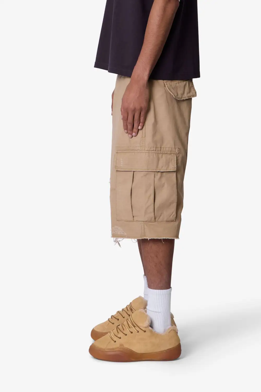 Relaxed Distressed Cargo Shorts