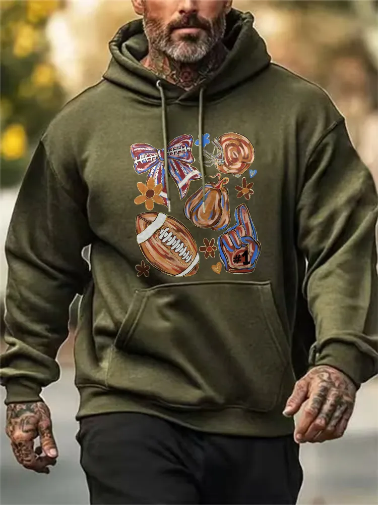 Football Printed Casual Loose Hoodies