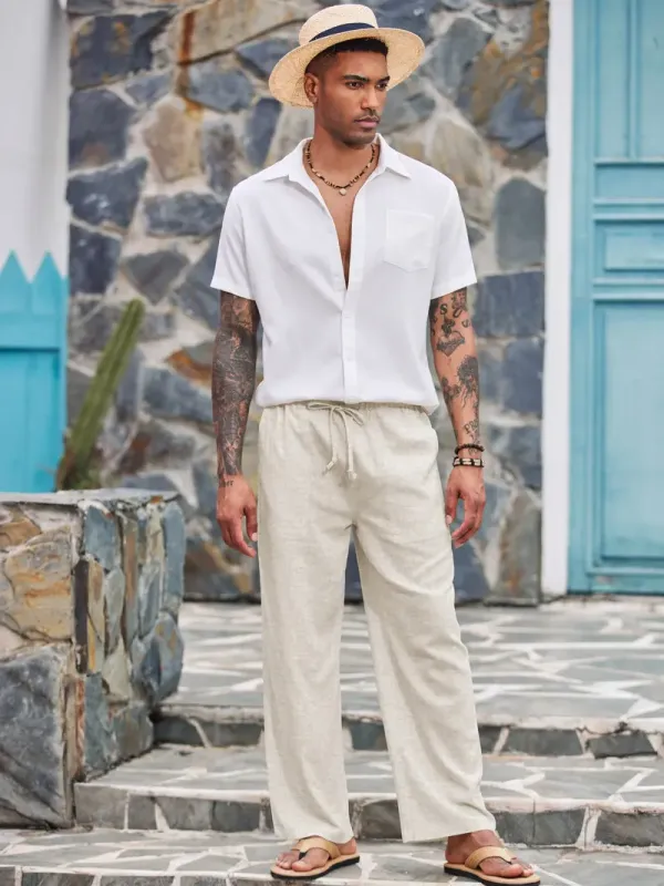 ⏰Hot Sale-Men's Linen-Cotton Blend Casual Trousers🔥8-Pack - All Colors Included