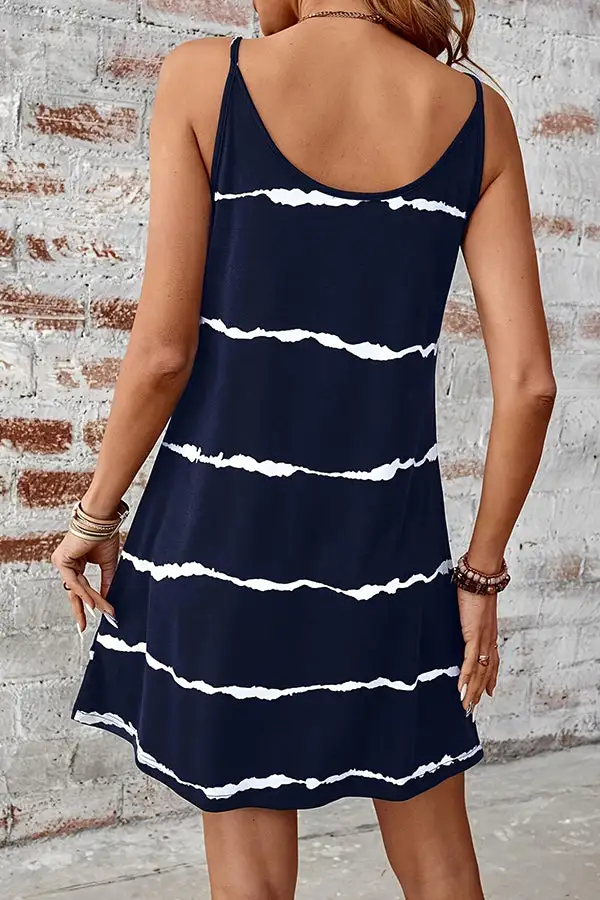 Tie-Dye Print Casual Mini Dress