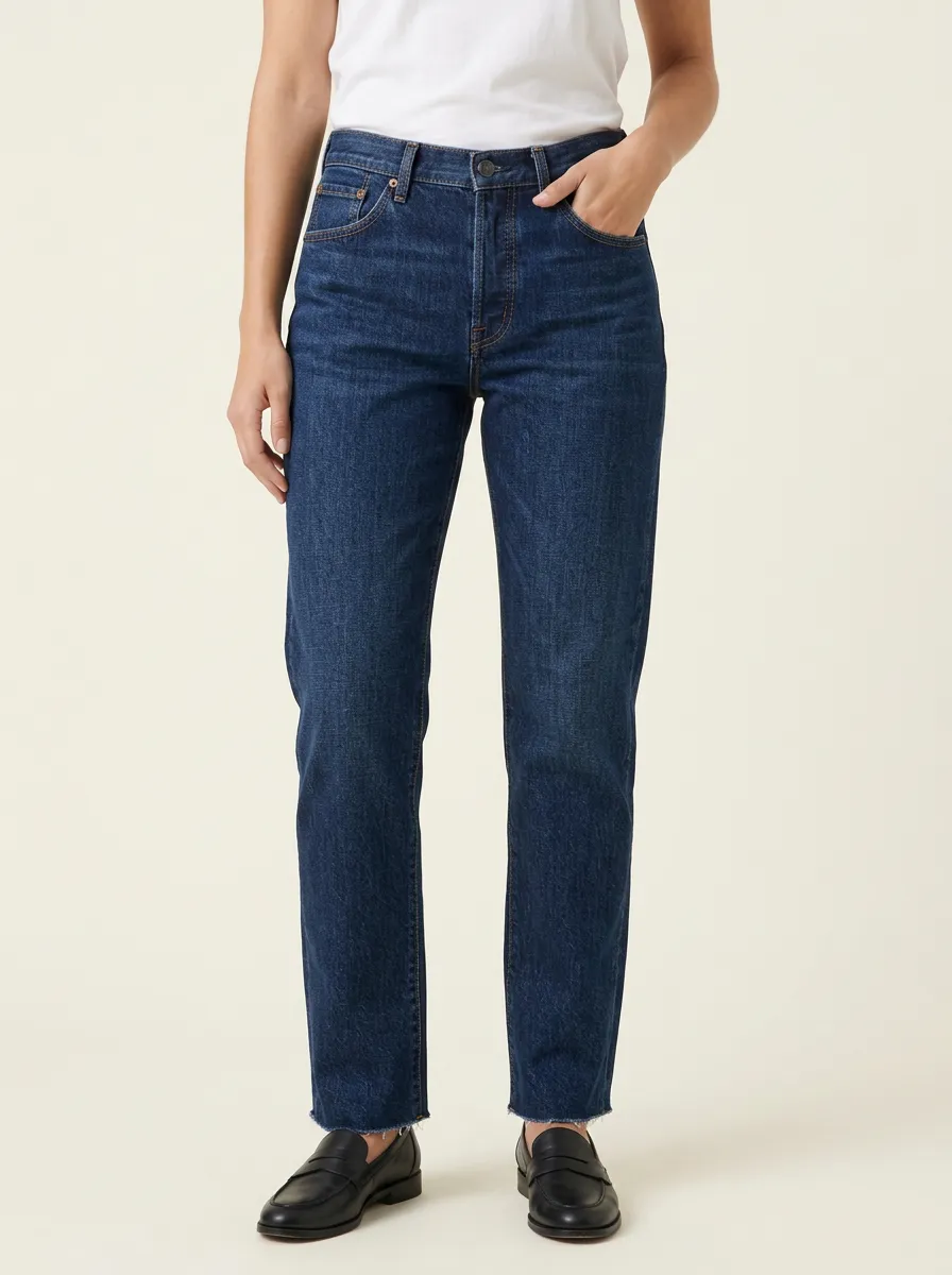 Straight Leg Raw Hem Everyday Jeans