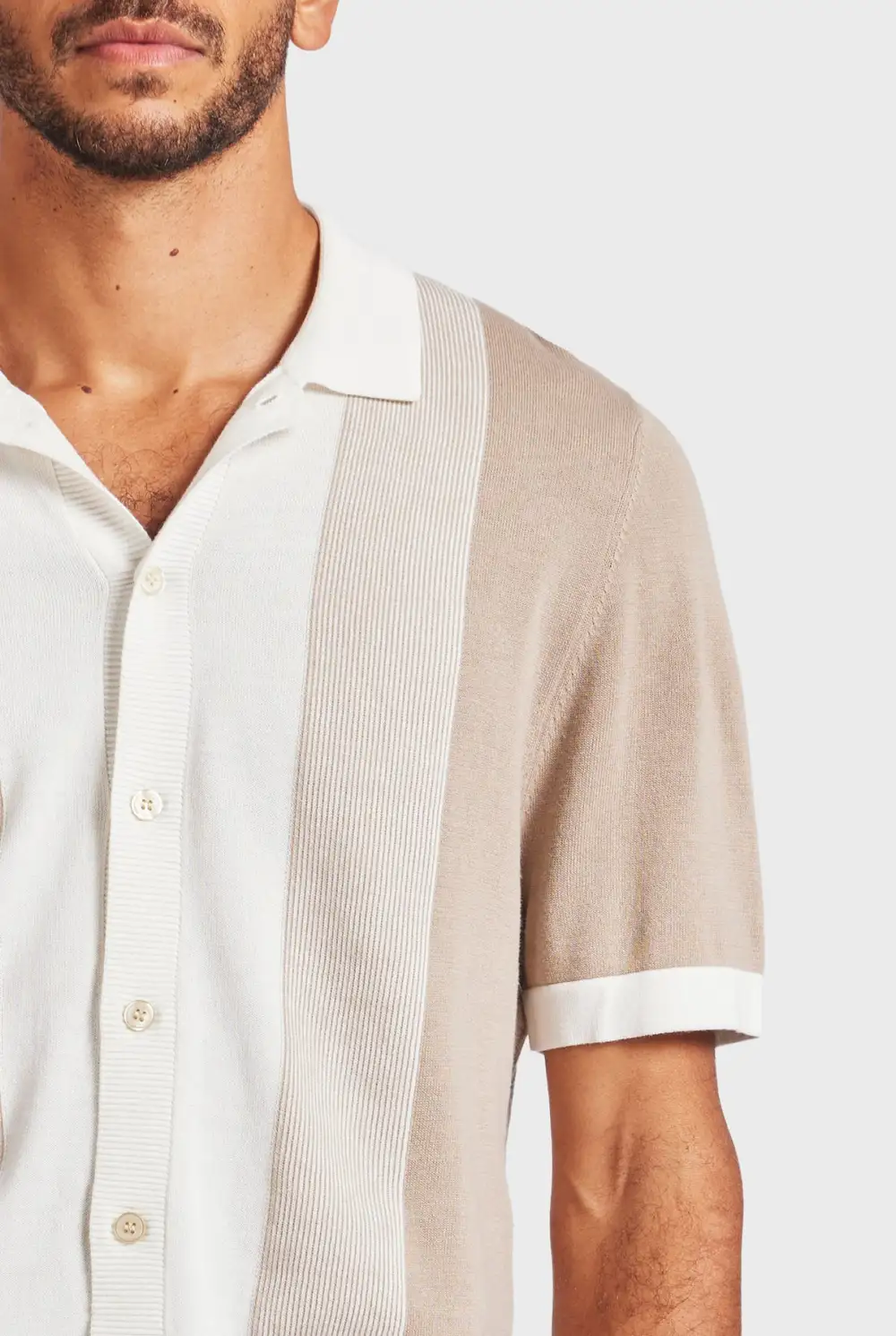 Jackson Stripe Knit SS Shirt-Oatmeal