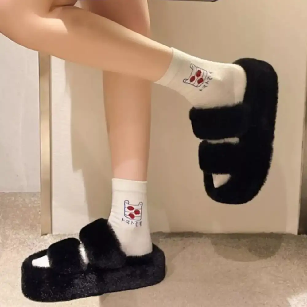 Refined Fuzzy Open Toe Slippers