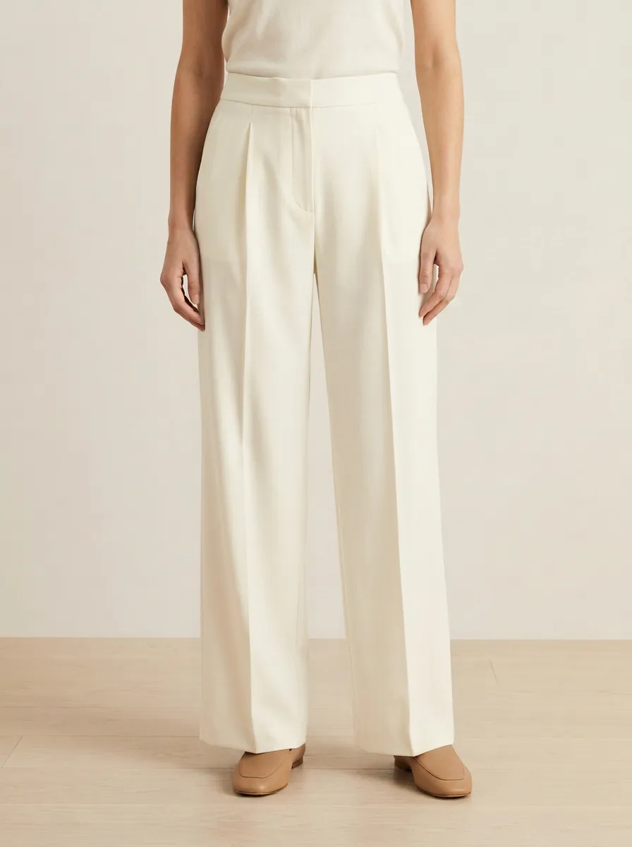 Office Silhouette Pleated Wide-Leg Trousers