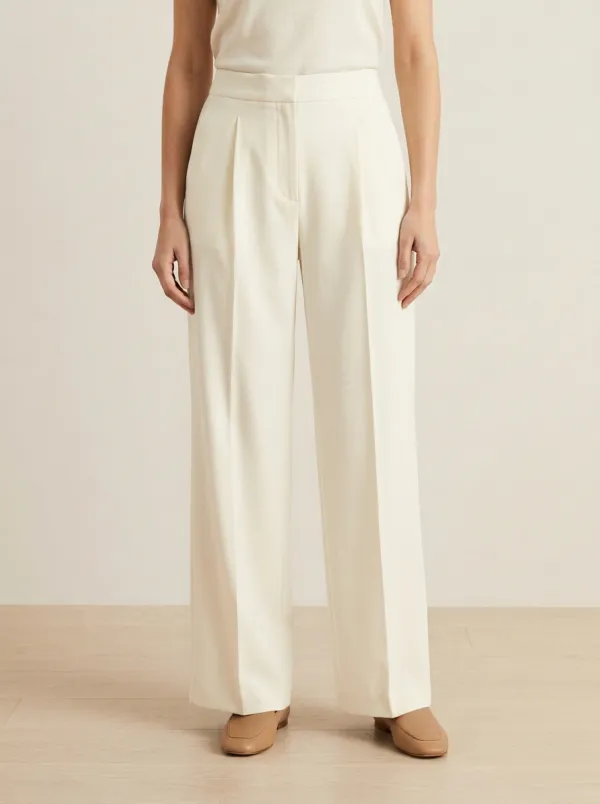 Office Silhouette Pleated Wide-Leg Trousers