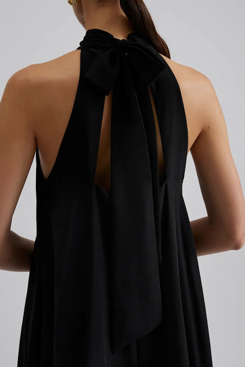 Halter Neck Asymmetric Hem Maxi Dress