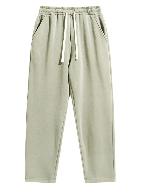 Men's Regular Fit Solid Drawstring Waist Sweatpants, Casual Pocket Design Pants for Fall & Winter, Men's Trousers for Daily Wear, Athleisure Pants