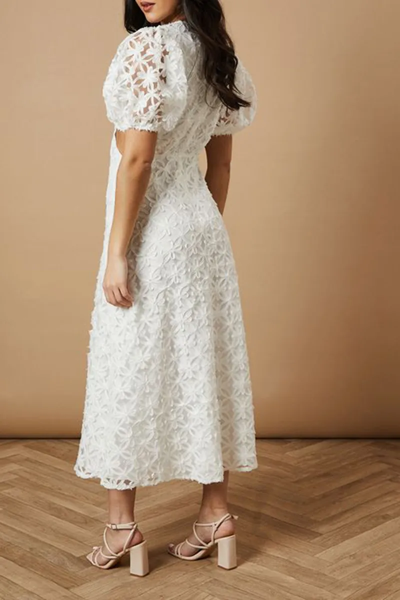 Casual Style Textured Cutout Detail Dress