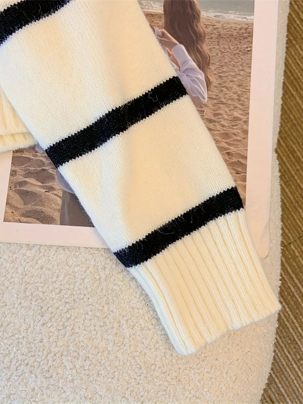 Striped Knitted Pullover Sweater Casual Long Sleeve
