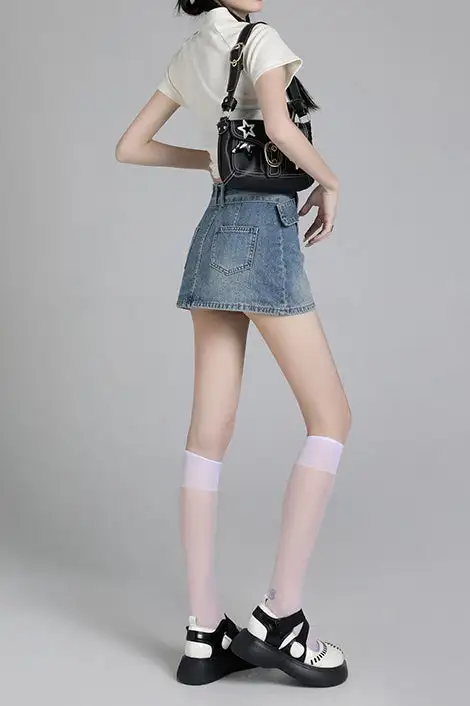 Denim Mini Retro Skirt