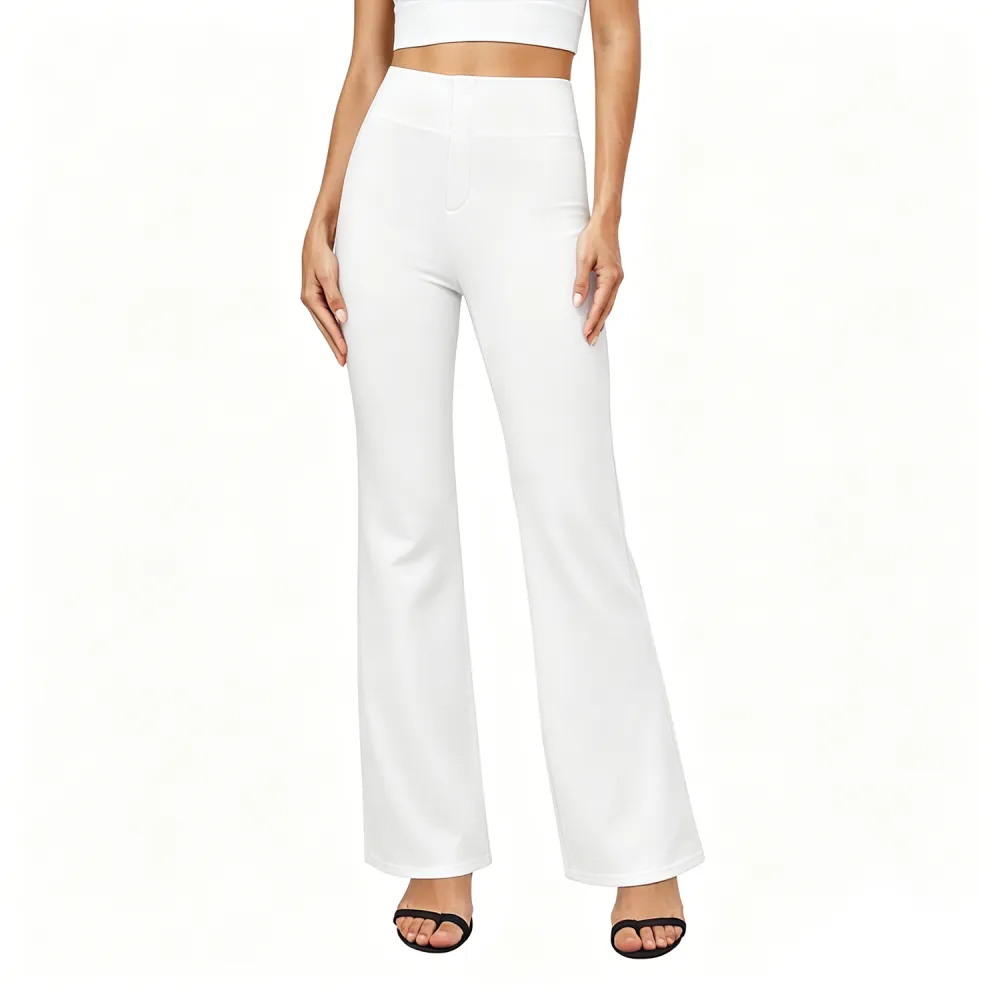 Women's High-Waisted Yoga Pants – Flared Leg with Pockets & Tummy Control