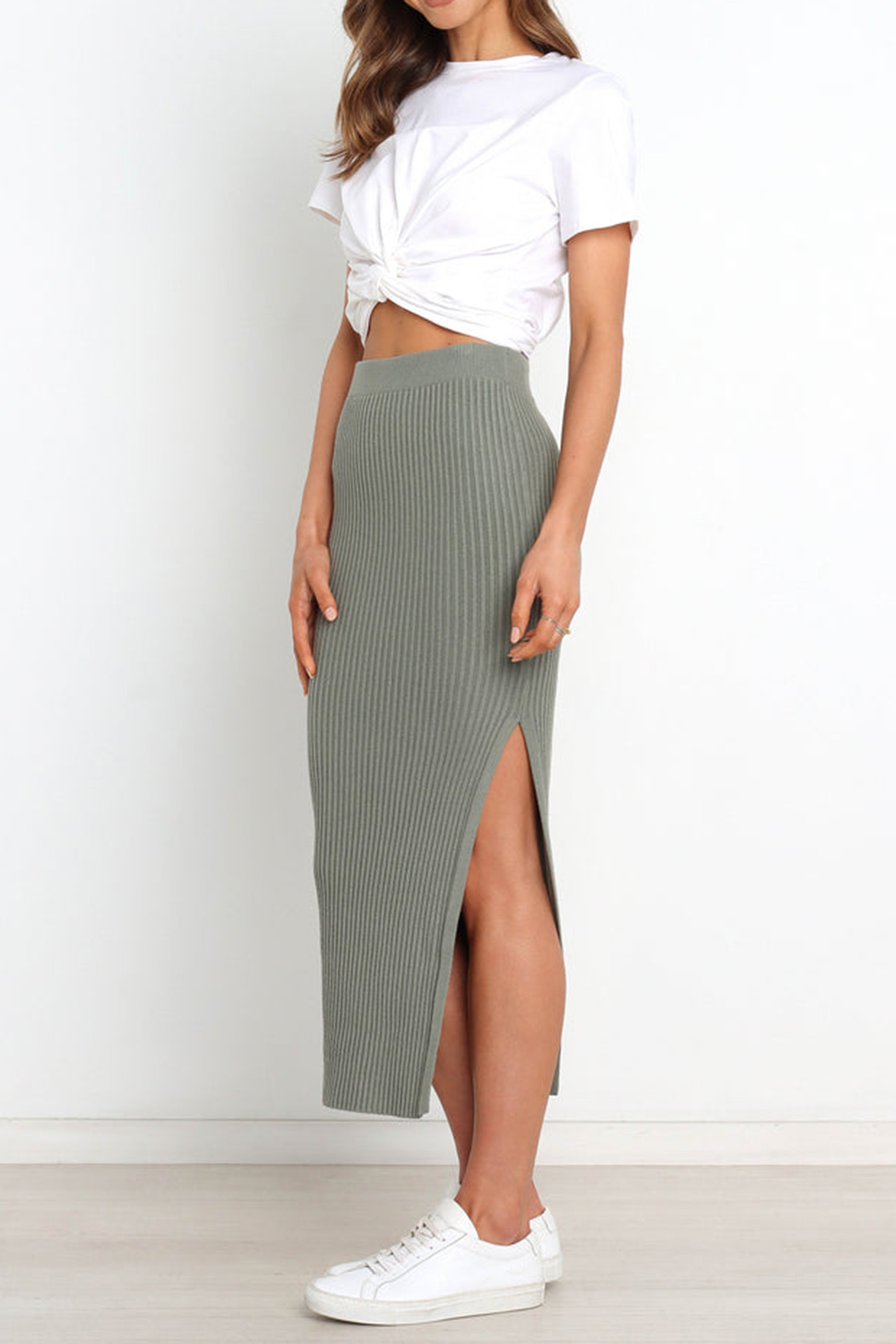 EASYGOING MIDI PLEATED LINEN SKIRT