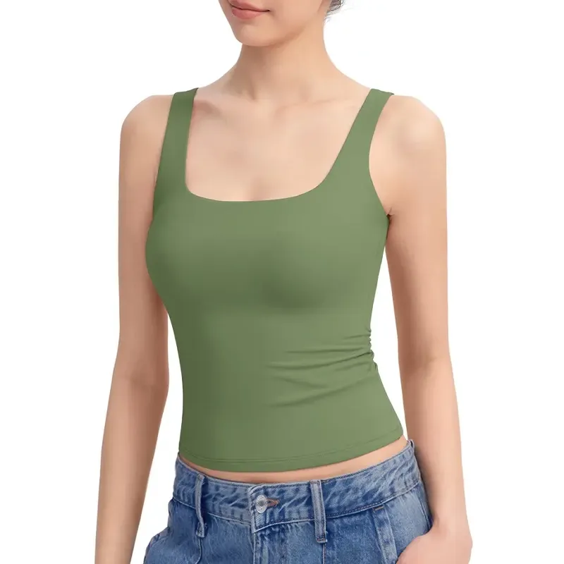 Women's Tank Top Sleeveless Double Lined Basic Tops