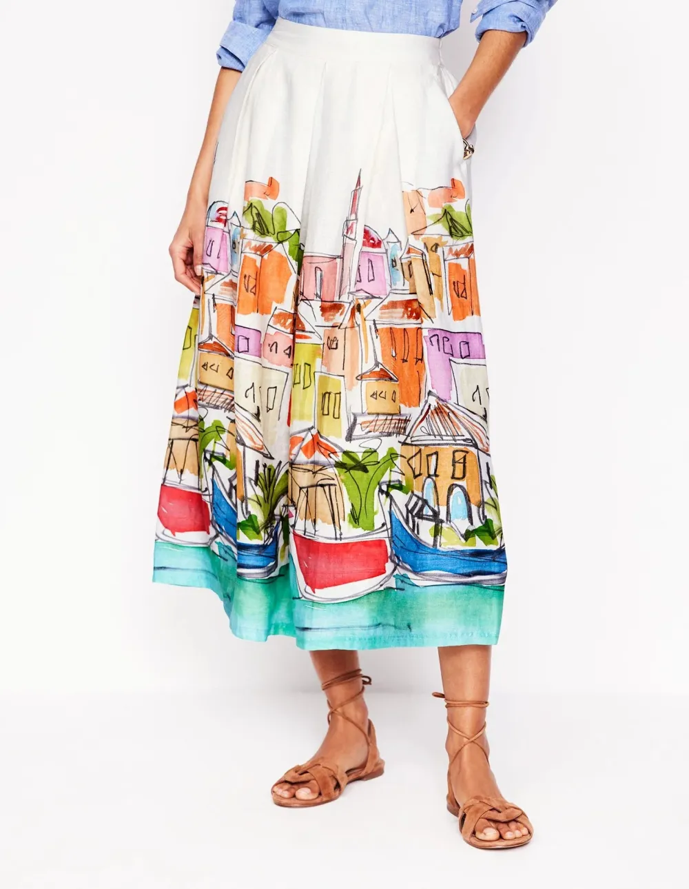 Casual Verity Linen Midi Skirt
