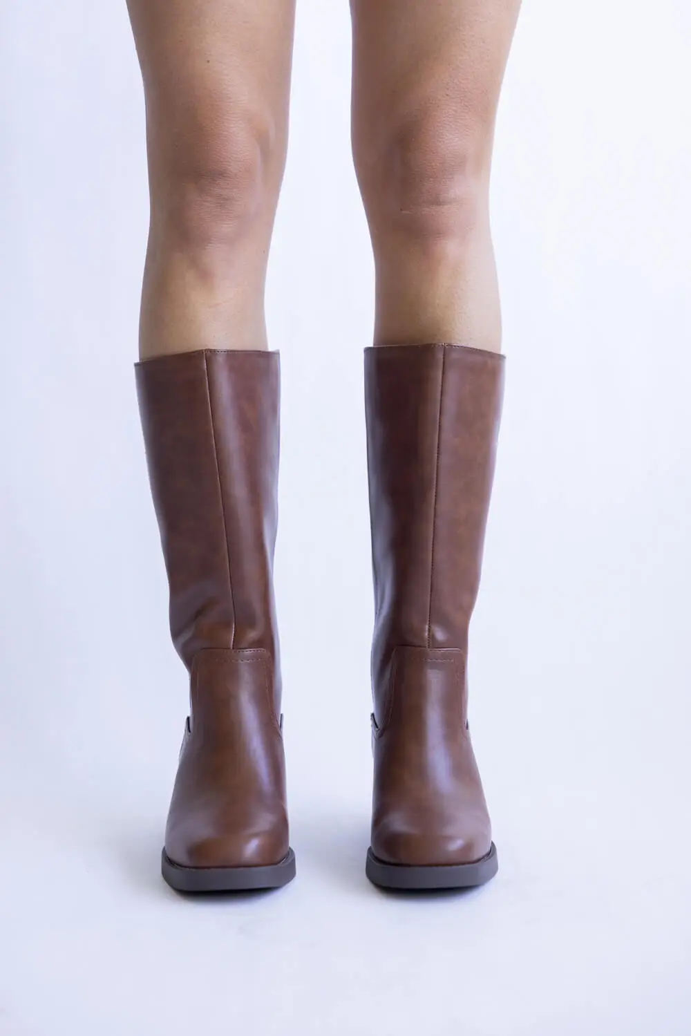 Western Faux Leather Mid Calf Boots
