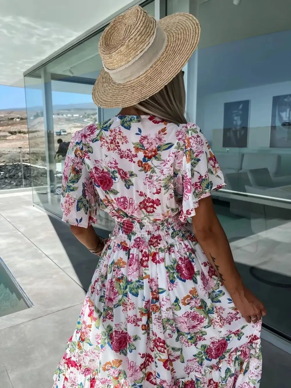 Floral Printed Maxi Tie Detail Dress