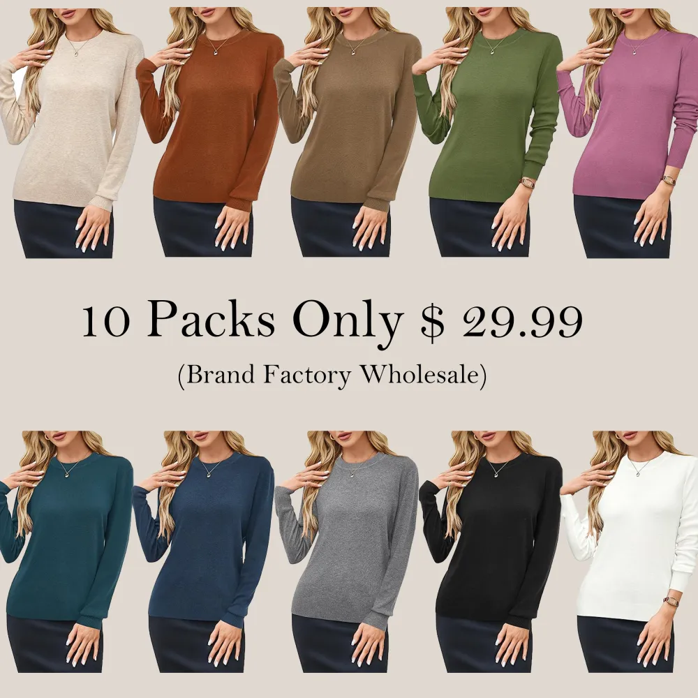 🍂 Women’s Wool Blend Classic Crew Neck Sweater – Timeless Warmth, Effortless Style